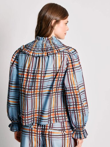 BLUSA MUJER MARQUIS ALGODÓN CUELLO PANAL CUADROS - 3