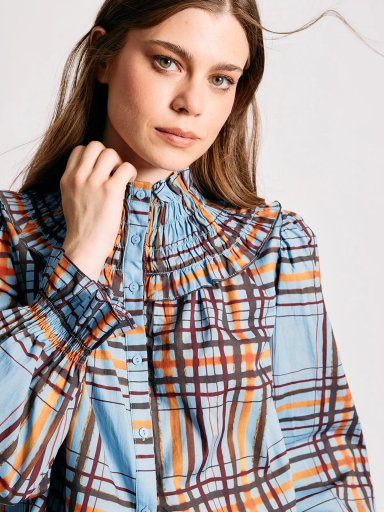 BLUSA MUJER MARQUIS ALGODÓN CUELLO PANAL CUADROS - 4