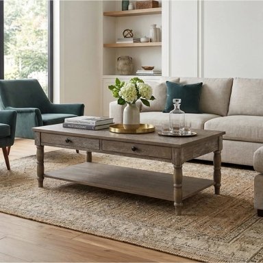 MESA DE CENTRO RIPLEY HOME COUNTRY MADERA DE PINO CAFÉ 120CM 60CM - 1