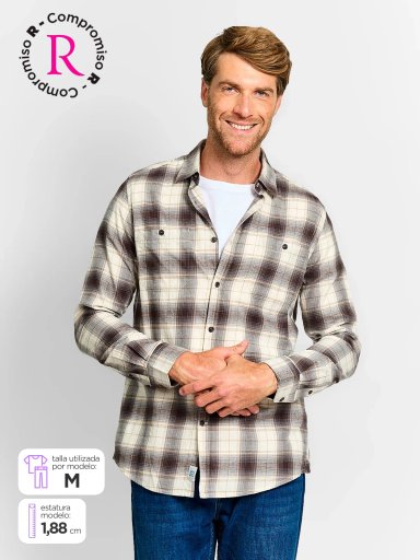 CAMISA HOMBRE REGATTA ALGODÓN MANGA LARGA FRANELA - 1