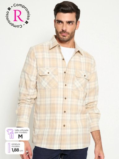 CAMISA HOMBRE KENNETH STEVENS ALGODÓN MANGA LARGA FRANELA - 1
