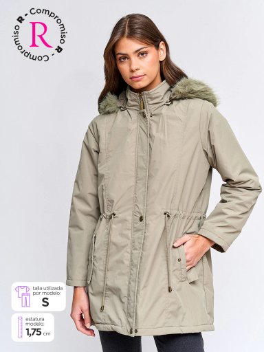 PARKA MUJER AZIZ LARGA FORRADA GORRO - 1