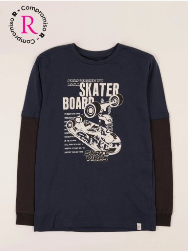 POLERA MANGA LARGA ALGODÓN NIÑO CLOUDBREAK DOBLE - 1