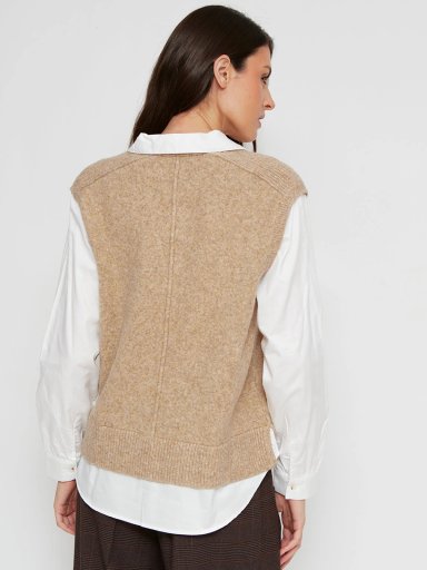SWEATER MUJER CACHAREL LANA SIN MANGAS CON BLUSA - 2