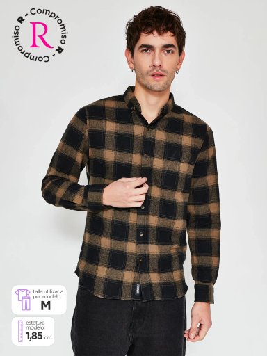 CAMISA HOMBRE BARBADOS ALGODÓN MANGA LARGA FRANELA - 1