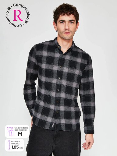 CAMISA HOMBRE BARBADOS ALGODÓN MANGA LARGA FRANELA - 1