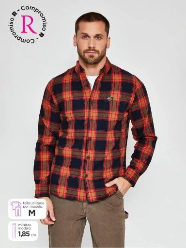 CAMISA HOMBRE ROBERT LEWIS MANGA LARGA FRANELA - 1