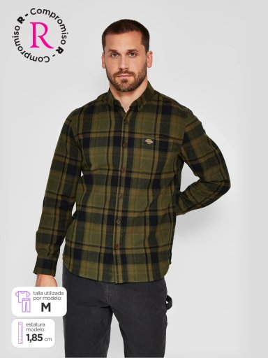 CAMISA HOMBRE ROBERT LEWIS MANGA LARGA FRANELA - 1