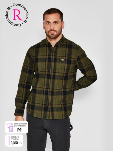 CAMISA HOMBRE ROBERT LEWIS MANGA LARGA FRANELA - 1