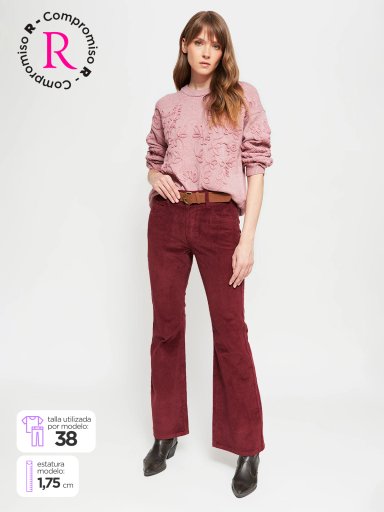PANTALÓN MUJER TATIENNE ALGODÓN FLARE COTELÉ - 1