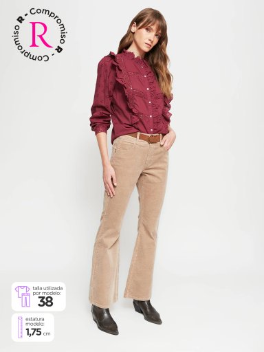 PANTALÓN MUJER TATIENNE ALGODÓN FLARE COTELÉ - 1