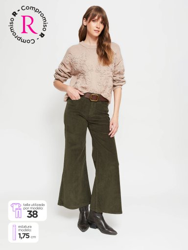 PANTALÓN MUJER TATIENNE ALGODÓN WIDE LEG COTELÉ - 1