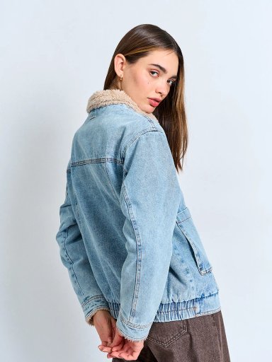 CHAQUETA MUJER AEROPOSTALE ALGODÓN DENIM SHERPA - 2