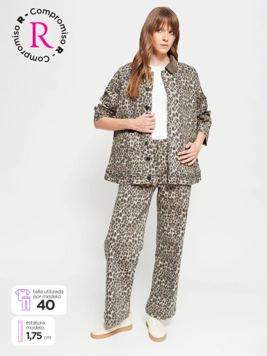 JEANS MUJER AZIZ ALGODÓN REGULAR ANIMAL PRINT - 1