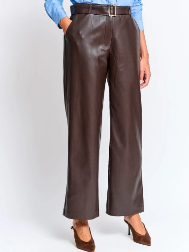 PANTALÓN MUJER CACHAREL TIPO CUERO CINTURÓN - 2