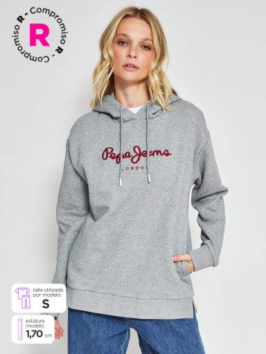 POLERÓN MUJER PEPE JEANS ALGODÓN CAPUCHA LOGO - 1