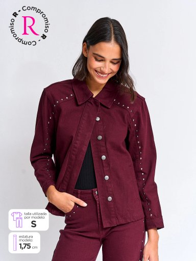 CHAQUETA MUJER TATIENNE ALGODÓN CORTA DENIM TACHAS - 1