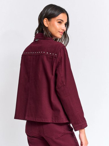 CHAQUETA MUJER TATIENNE ALGODÓN CORTA DENIM TACHAS - 2