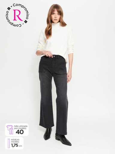 JEANS MUJER AZIZ ALGODÓN WIDELEG LAVADO - 1