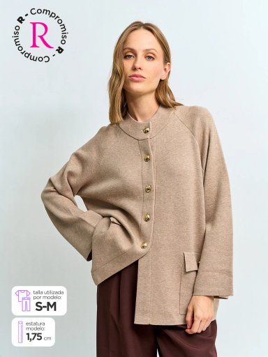 CARDIGAN MUJER CACHAREL BOTONES Y CUELLO ALTO - 1
