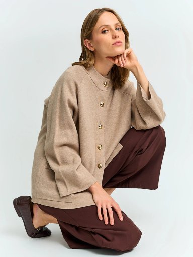 CARDIGAN MUJER CACHAREL BOTONES Y CUELLO ALTO - 4