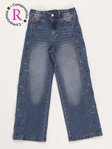JEANS  NIÑA HARVEST WIDE BORDADO - 1