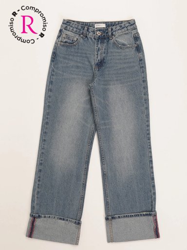 JEANS NIÑA INDEX RECTO BASTA DOBLADA - 1
