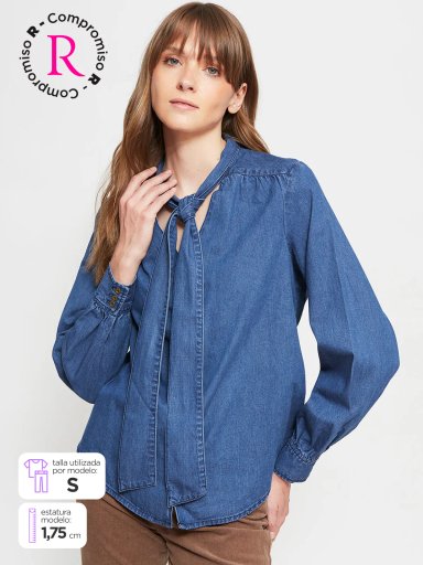 BLUSA MUJER REGATTA ALGODÓN MANGA LARGA DENIM LAZO - 1