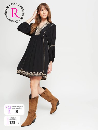 VESTIDO MUJER TATIENNE CORTO BORDADO - 1
