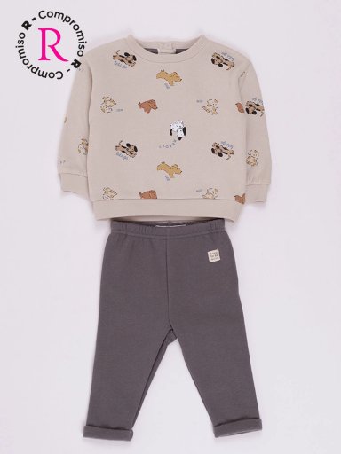 POLERÓN ESTAMPADO Y PANTALÓN DE BUZO - 1