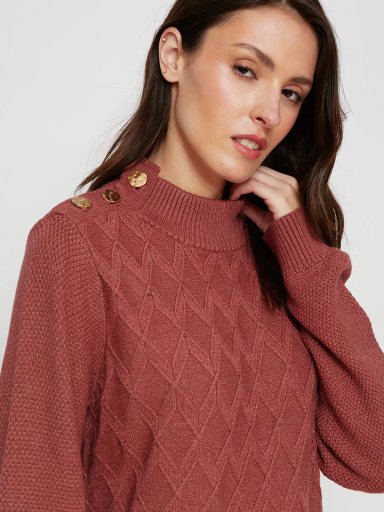SWEATER MUJER CACHAREL MANGA LARGA BOTONES - 3