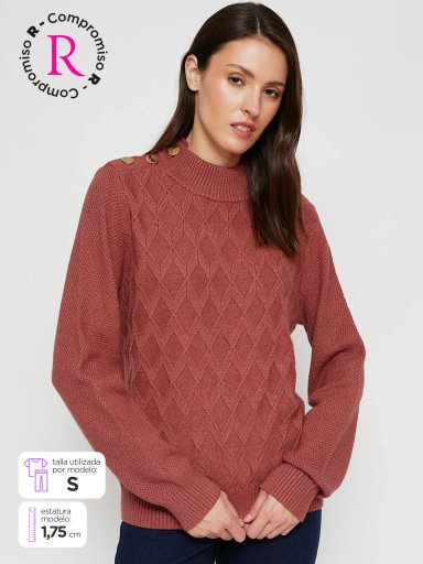 SWEATER MUJER CACHAREL MANGA LARGA BOTONES - 1