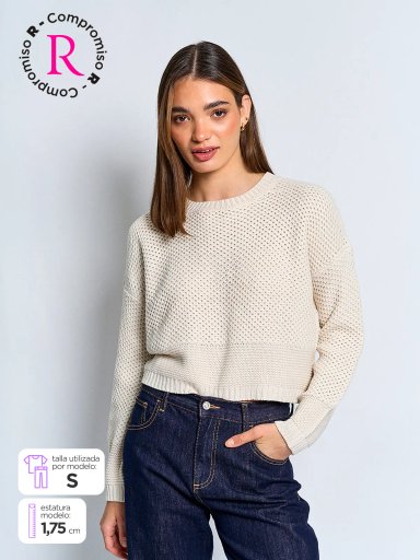 SWEATER MUJER INDEX MANGA LARGA LAZO - 1