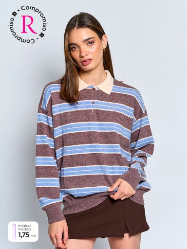 SWEATER MUJER INDEX MANGA LARGA TEJIDO - 1