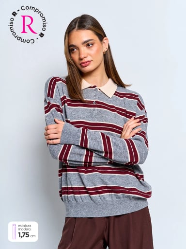 SWEATER MUJER INDEX MANGA LARGA TEJIDO - 1