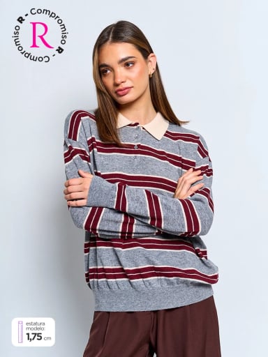 SWEATER MUJER INDEX MANGA LARGA TEJIDO - 1