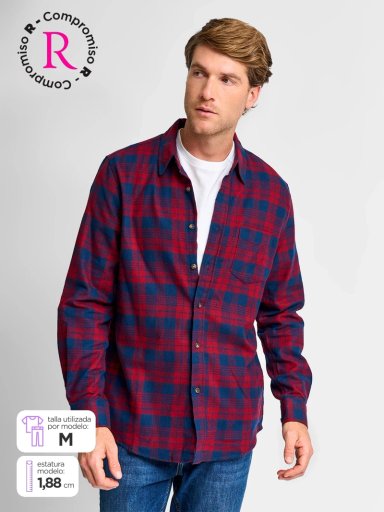 CAMISA HOMBRE KENNETH STEVENS ALGODÓN MANGA LARGA FRANELA - 1