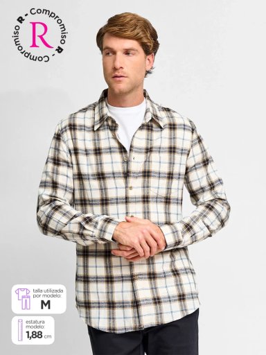 CAMISA HOMBRE KENNETH STEVENS ALGODÓN MANGA LARGA FRANELA - 1