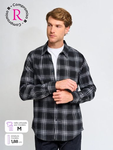 CAMISA HOMBRE KENNETH STEVENS ALGODÓN MANGA LARGA FRANELA - 1