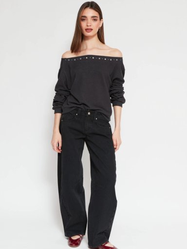SWEATER MUJER INDEX ALGODÓN MANGA LARGA ASIMÉTRICO TACHAS - 4