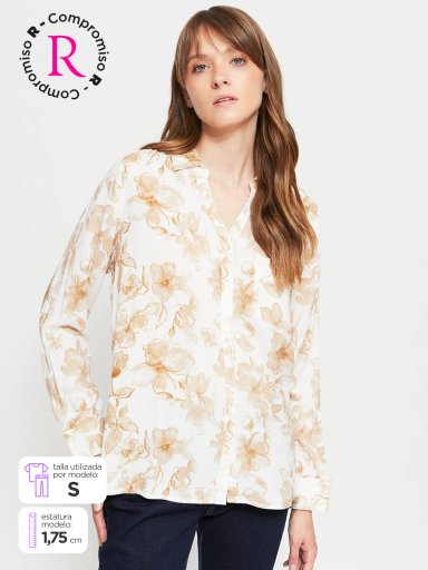 BLUSA MUJER AZIZ MANGA LARGA PRINT VUELOS - 1
