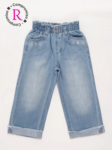 JEANS NIÑA BABY HARVEST WIDE FLORES BORDADAS - 1