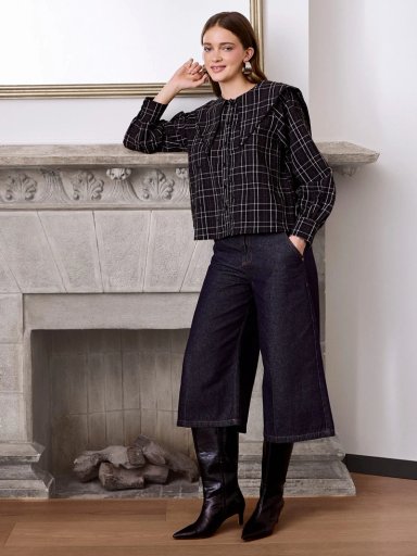 BLUSA MUJER MARQUIS ALGODÓN CUELLO BOBO CUADROS - 1