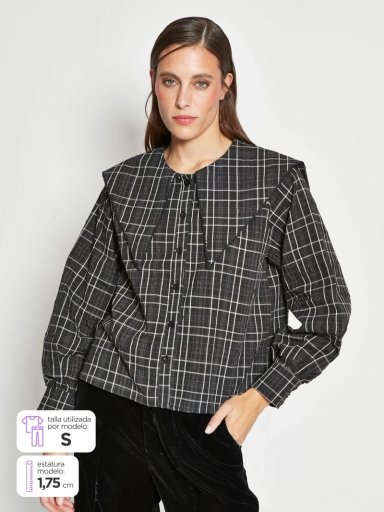 BLUSA MUJER MARQUIS ALGODÓN CUELLO BOBO CUADROS - 2