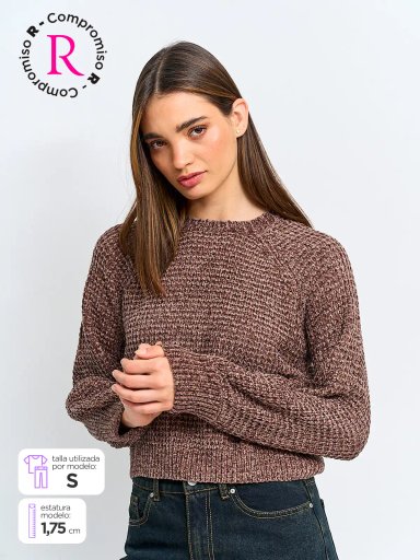 SWEATER MUJER INDEX MANGA LARGA CHENILLE - 1