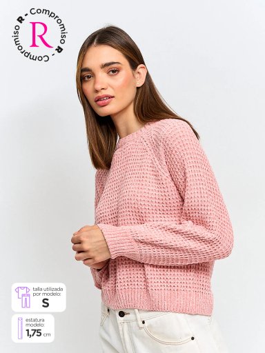 SWEATER MUJER INDEX MANGA LARGA CHENILLE - 1