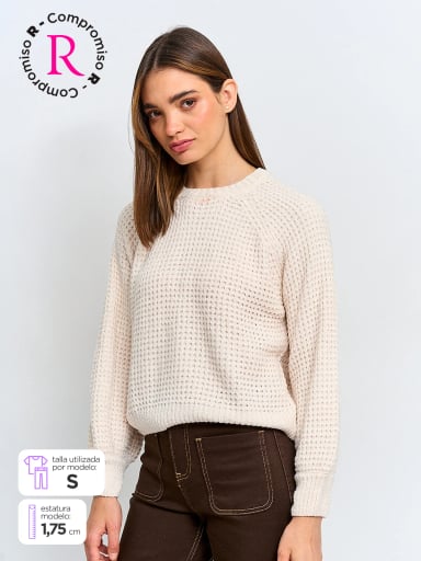 SWEATER MUJER INDEX MANGA LARGA CHENILLE - 1