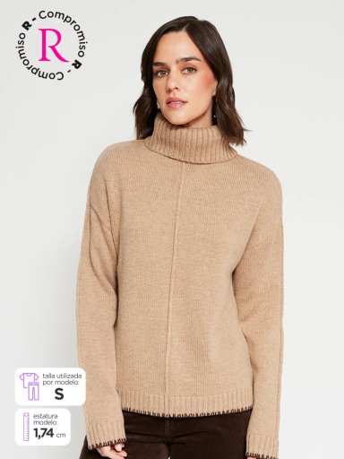 SWEATER MUJER TATIENNE LANA MERINO CUELLO BEATLE - 1