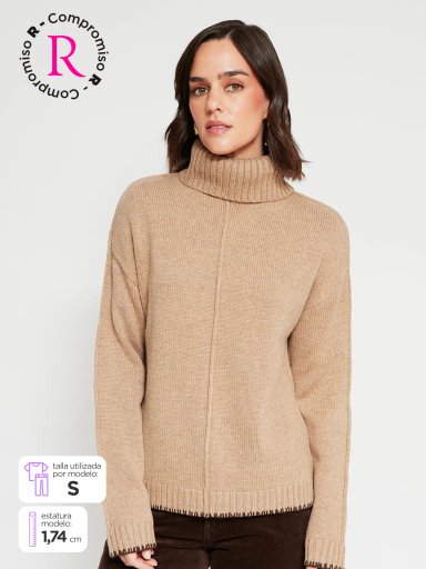 SWEATER MUJER TATIENNE LANA MERINO CUELLO BEATLE - 1