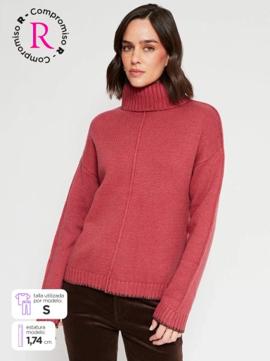 SWEATER MUJER TATIENNE LANA MERINO CUELLO BEATLE - 1